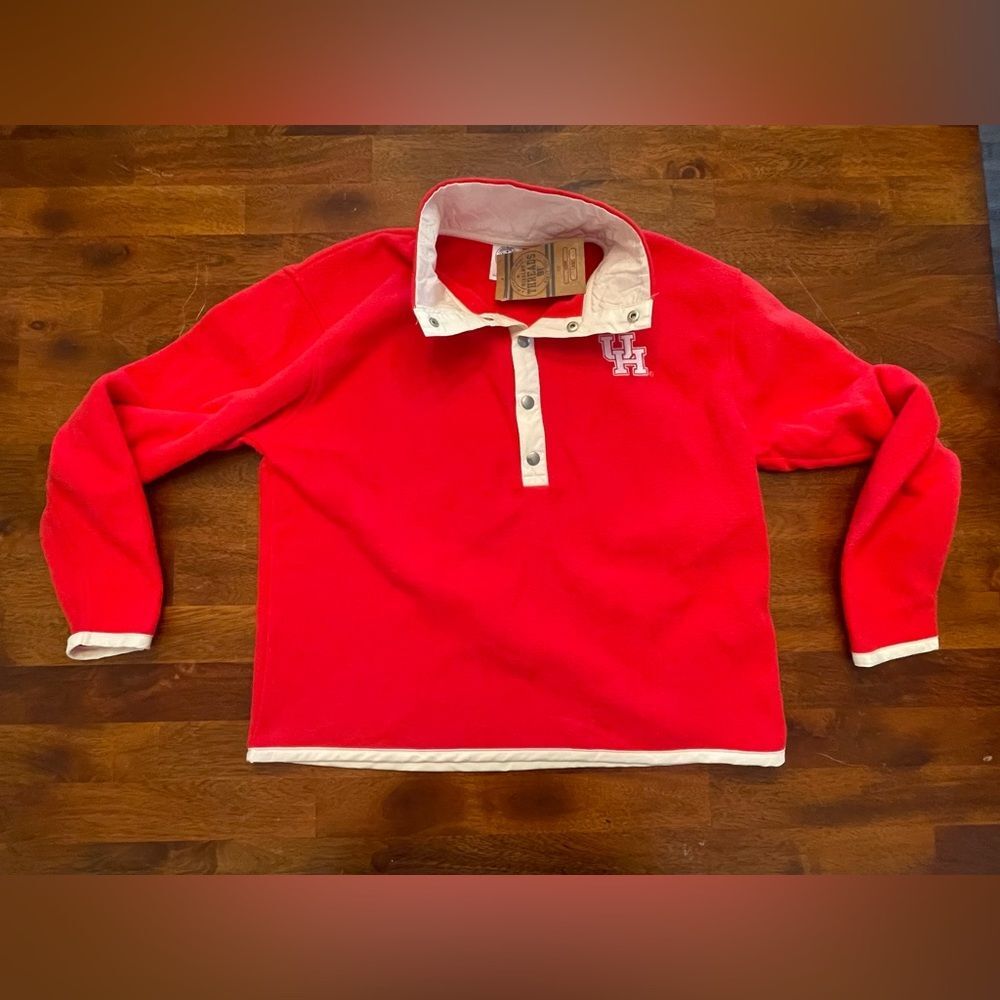 New! Rivalry Threads 91 University of Houston Cropped Quarter Button Fleece -S